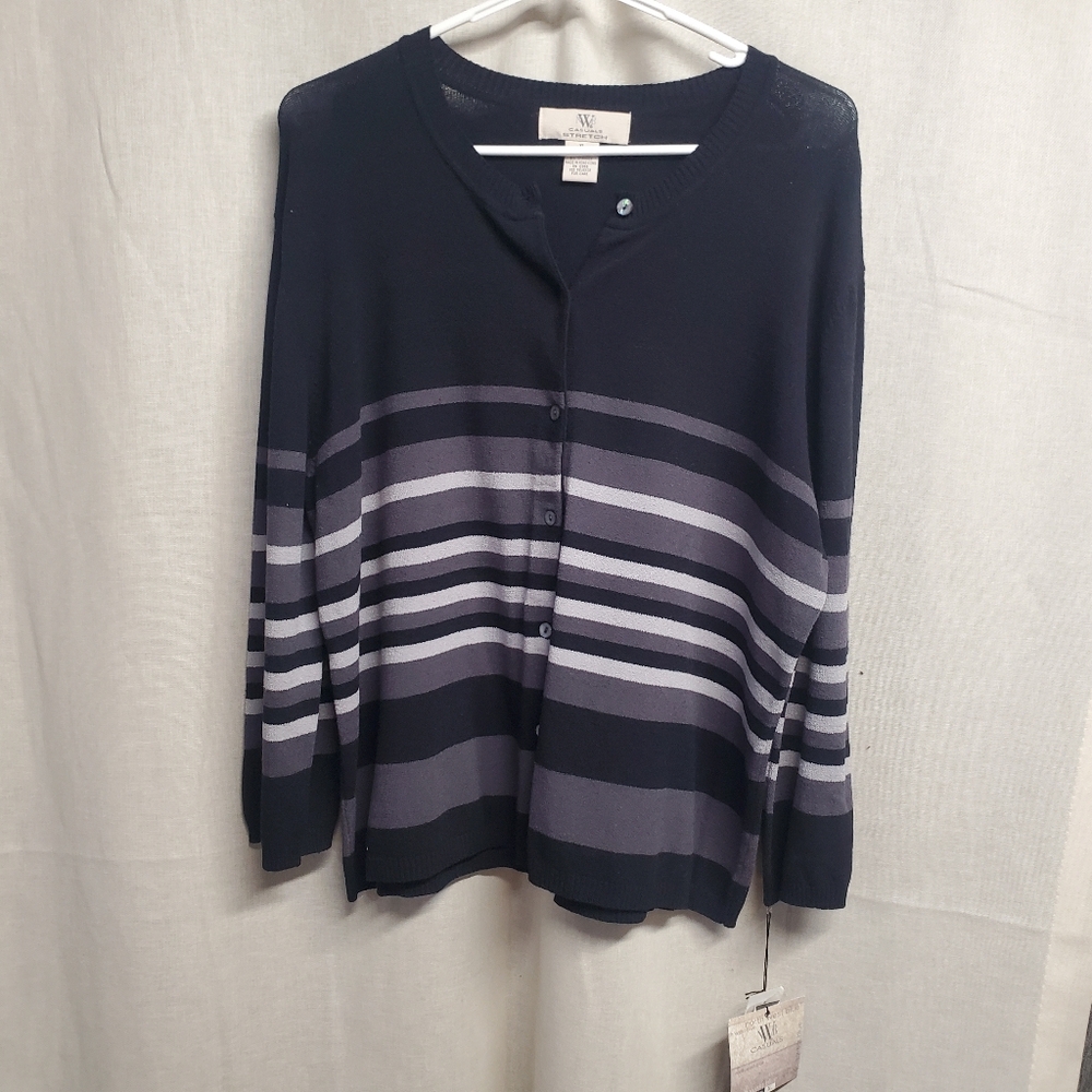 Navy Blue and Gray Women's Cardigan